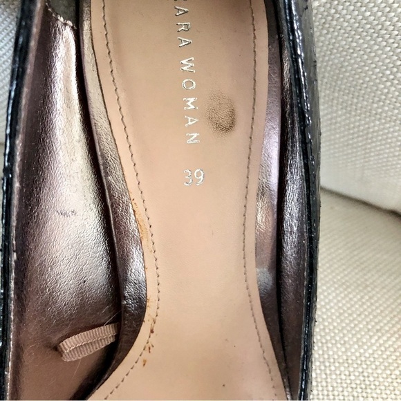 Zara Woman. Snake Embossed Stiletto Heels. Black. Size 39 (US size 8) - Picture 11 of 12